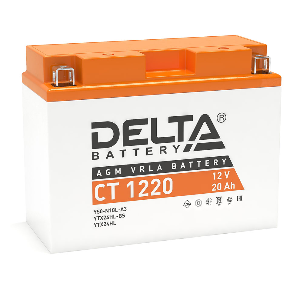 Аккумулятор Delta CT 1220 (12В | 20Ач) Y50-N18L-A3, YTX24HL-BS, YTX24HL Аккумулятор Delta CT 1220 (12В | 20Ач) Y50-N18L-A3, YTX24HL-BS, YTX24HL