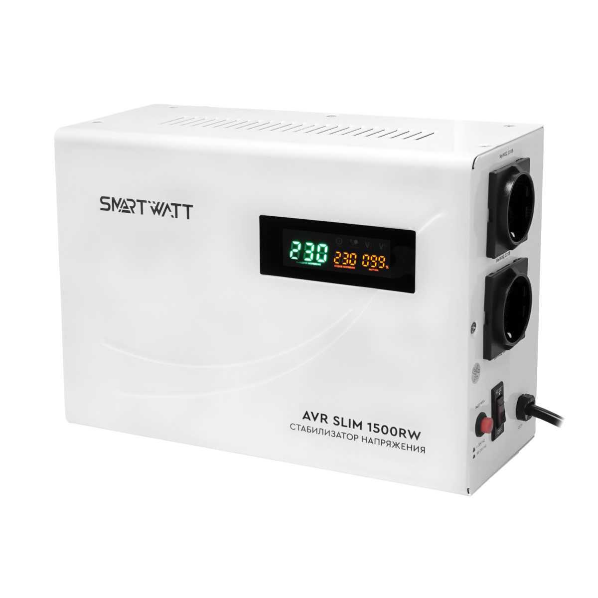 Стабилизатор напряжения для сплит-систем SMARTWATT AVR SLIM 1500 Вт Стабилизатор напряжения для сплит-систем SMARTWATT AVR SLIM 1500 Вт