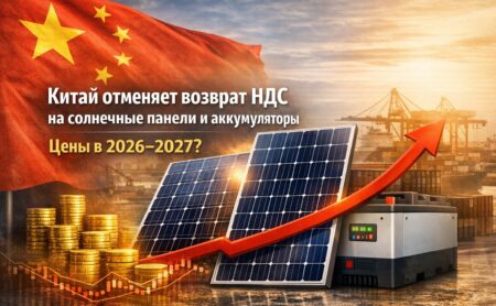 Китай отменяет возврат НДС на солнечные панели и аккумуляторы